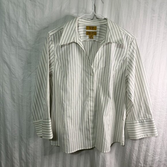 Gold Label White Striped Button-Down Shirt 14P - Picture 1 of 7